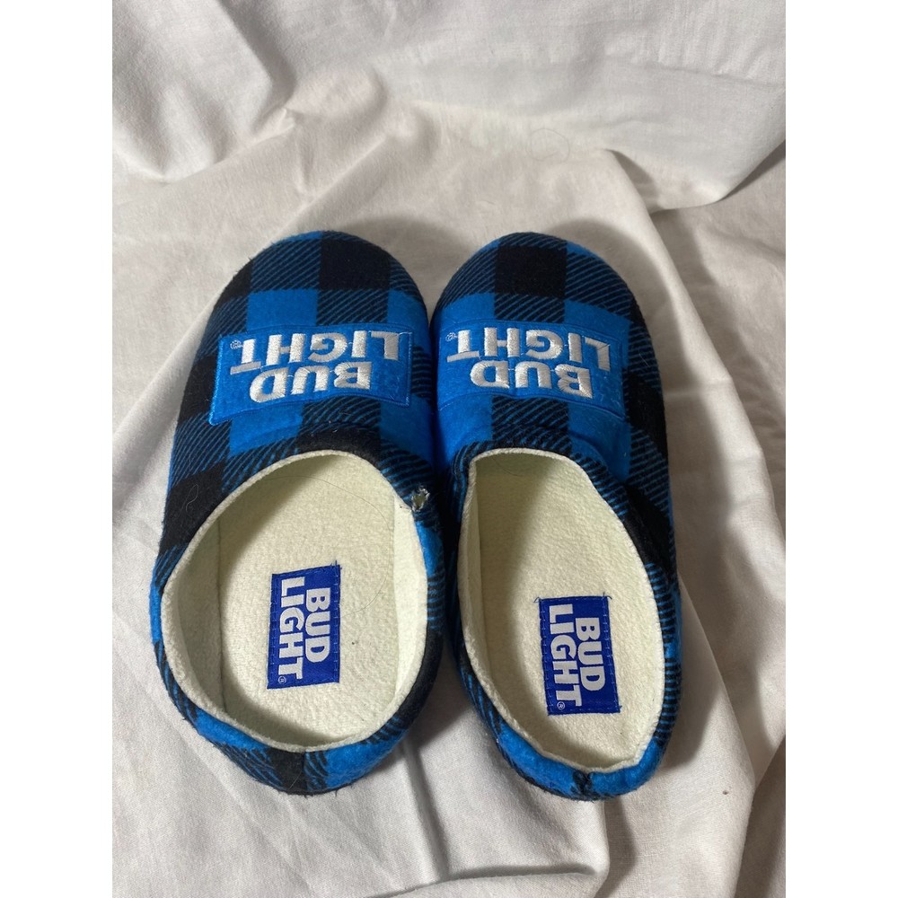 Bud Light Slippers House Shoes Size Small Blue Black